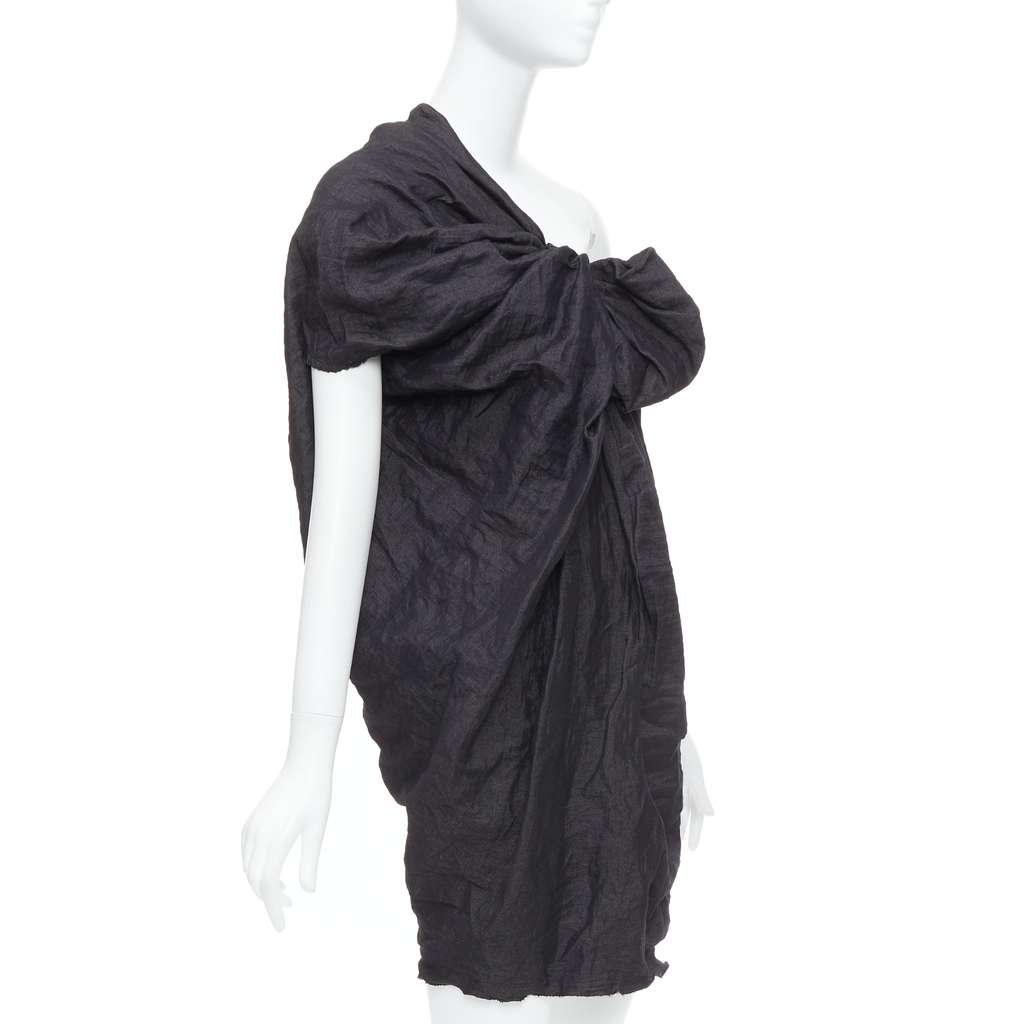 Lanvin One Shoulder Bow Dress Black Polyester Never worn - Inside View