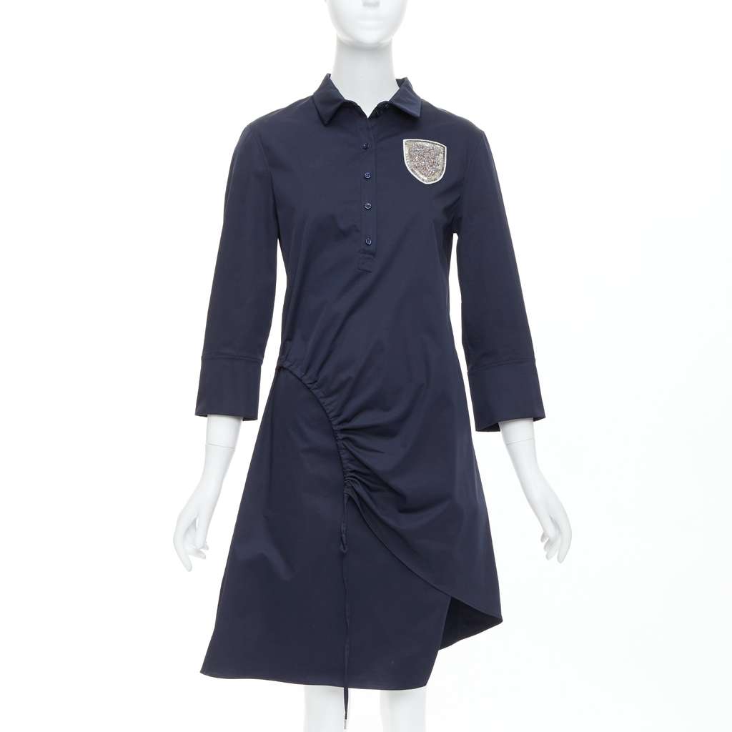 Dior Beaded Badge Dress Navy Cotton Very good - Front View