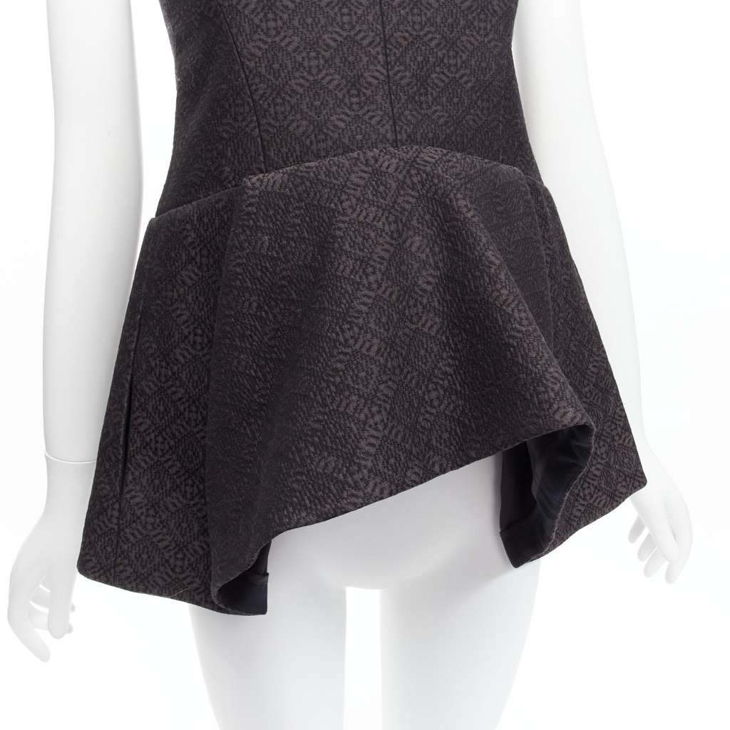 Celine Jacquard Peplum Top Black Cotton Never worn - Back View