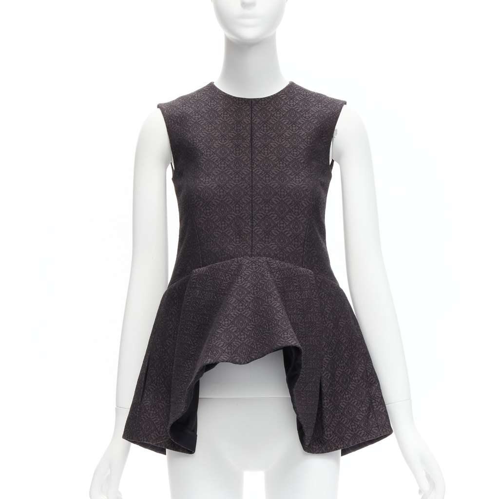 Celine Jacquard Peplum Top Black Cotton Never worn - Inside View