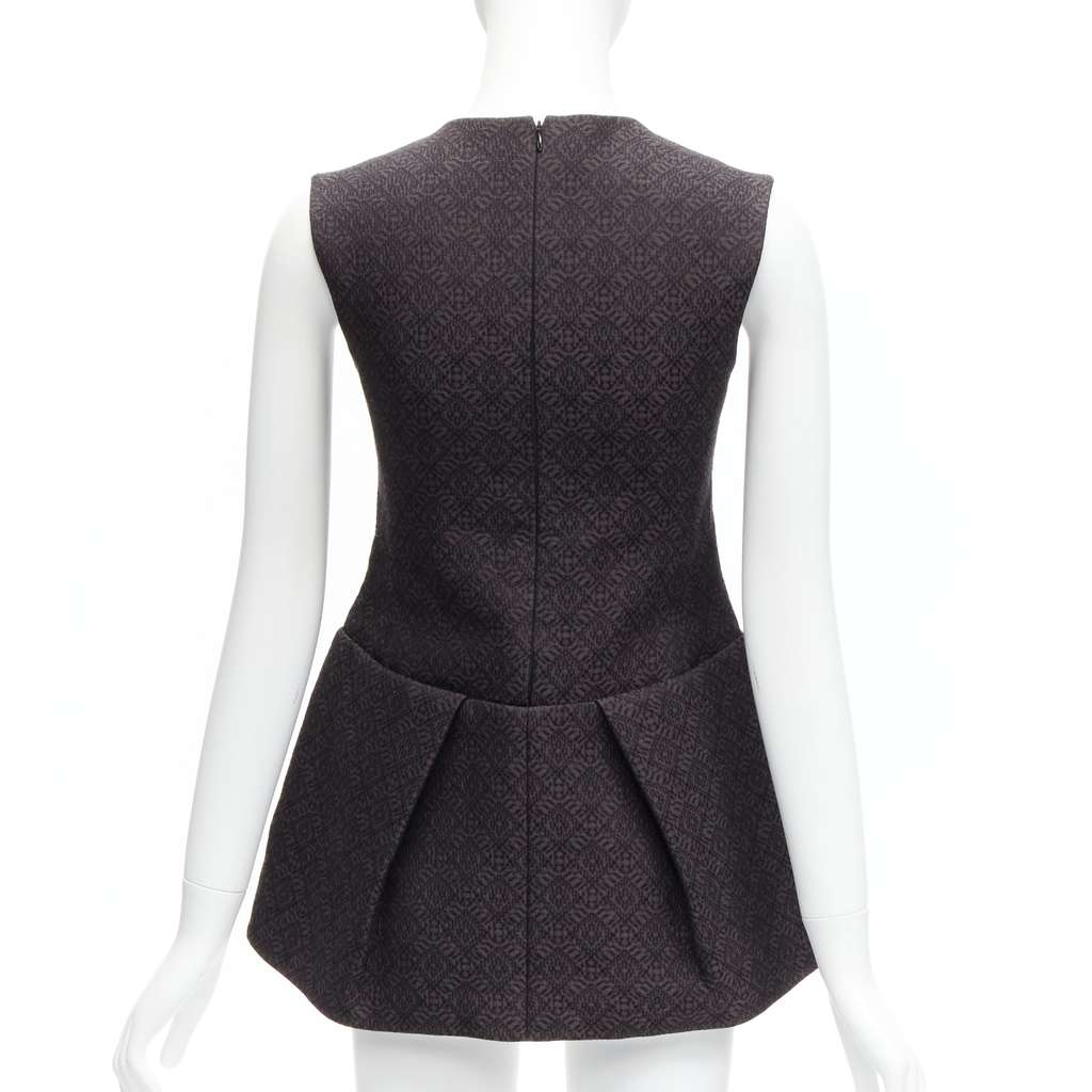 Celine Jacquard Peplum Top Black Cotton Never worn - Box View