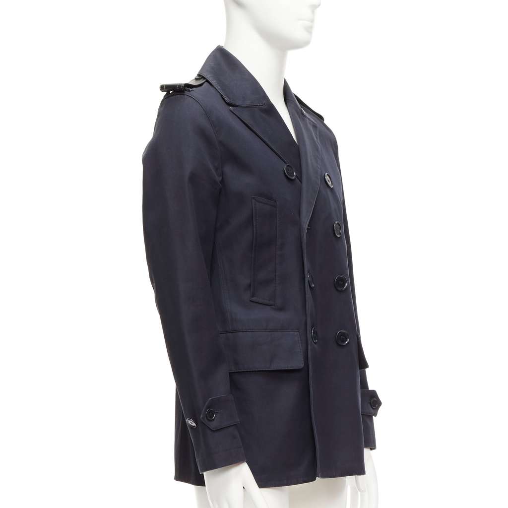 Burberry Navy Leather Short Trench Navy Cotton Fair condition - Inside View