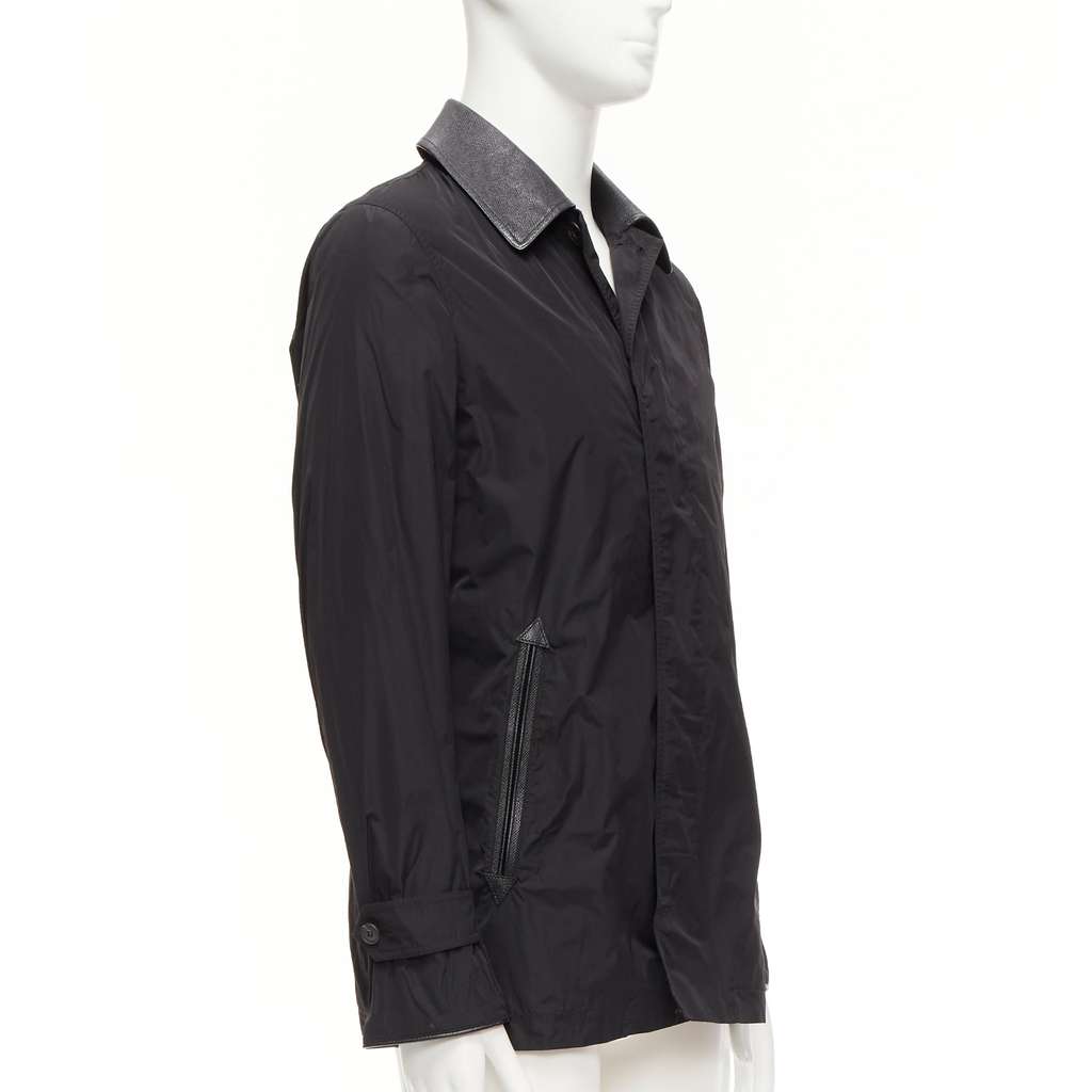 Burberry Black Nylon Trench Coat Black Very good - Model View