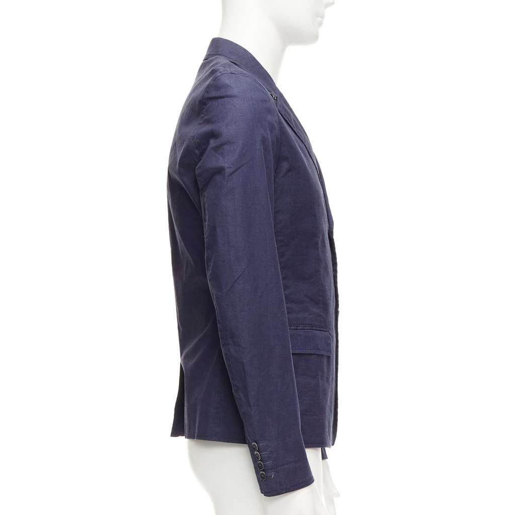 Burberry Navy Coated Linen Blazer Navy Linen Fair - Box View