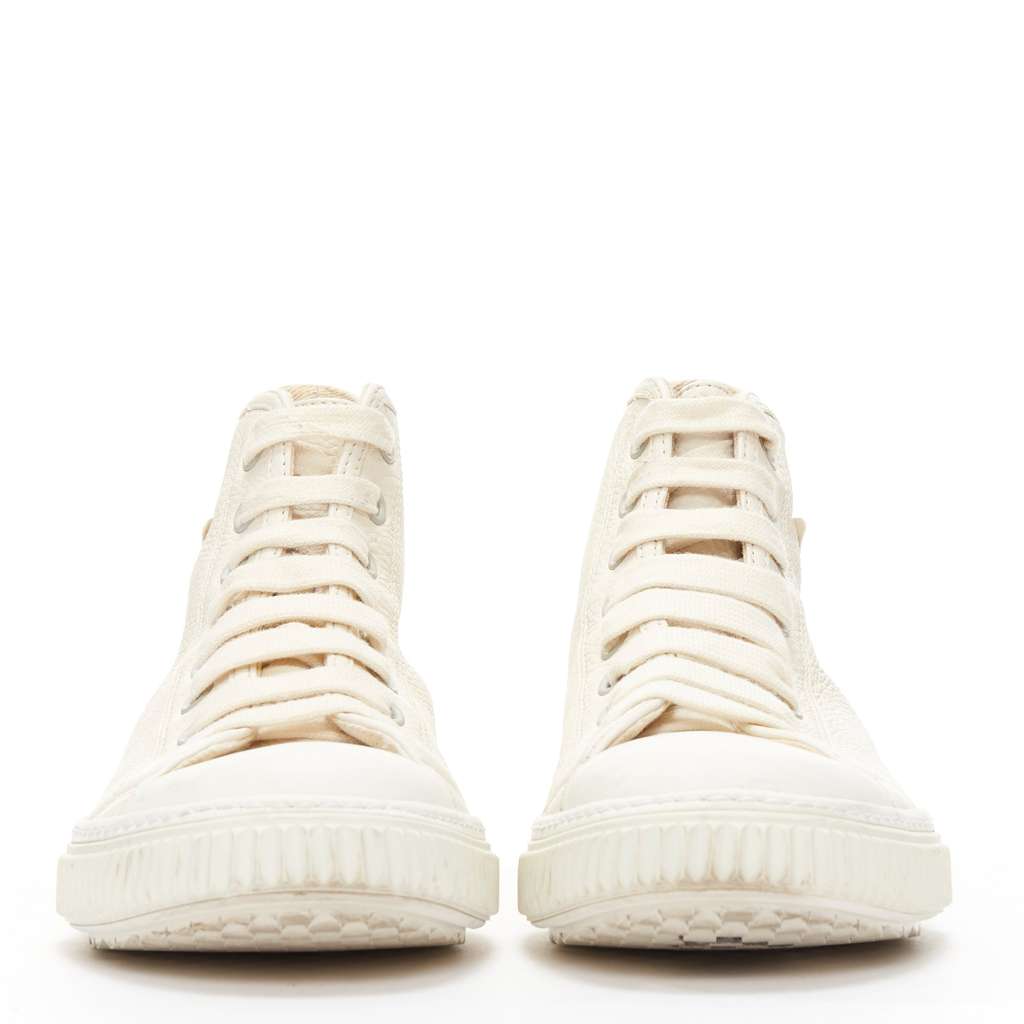 Prada Triangle High Tops White Leather Good - Model View