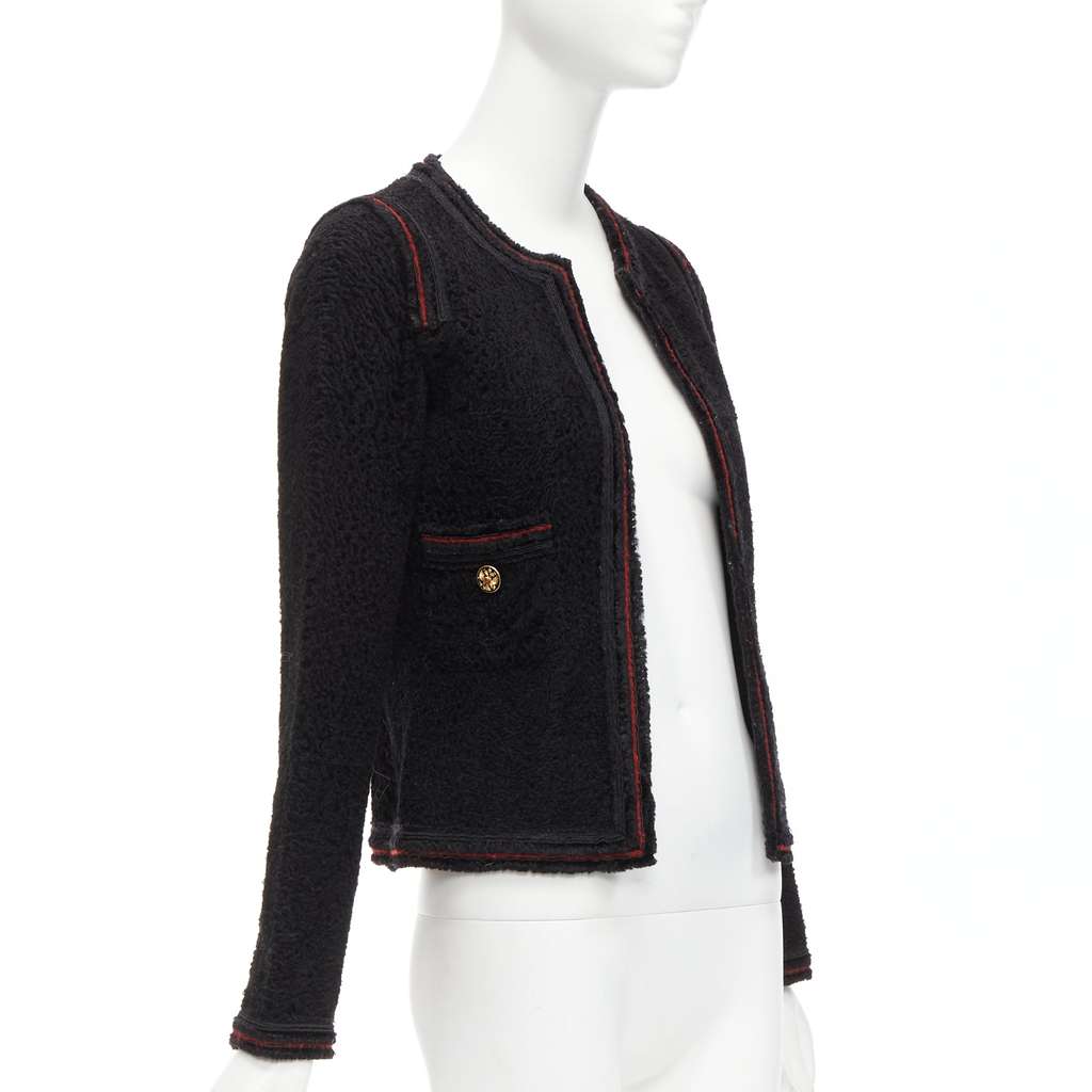 Chanel Black Tweed CC Jacket Black Wool Very good - Inside View