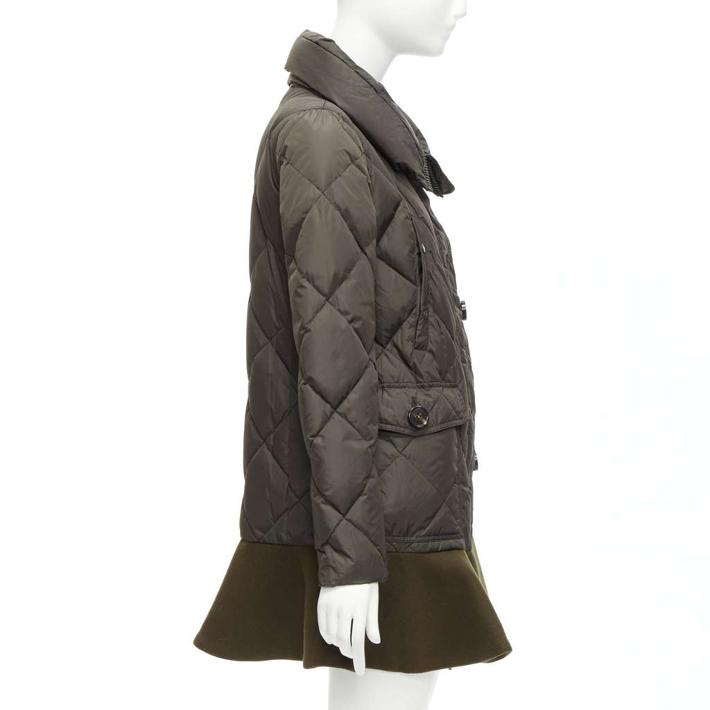 Moncler Khaki Frill Hem Coat Khaki Polyamide Never worn - Box View