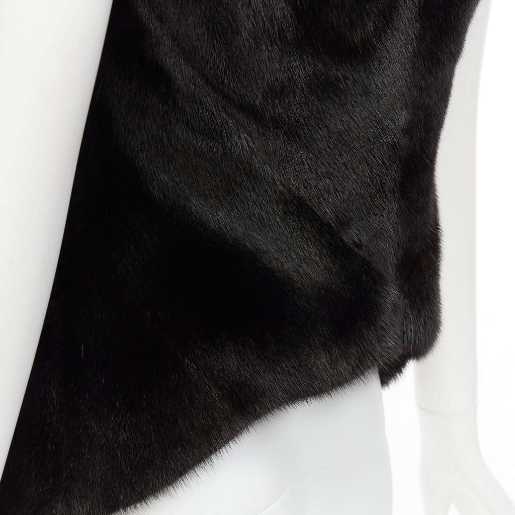 Rick Owens Black Mixed Fur Vest Black Fur Very good - Back View