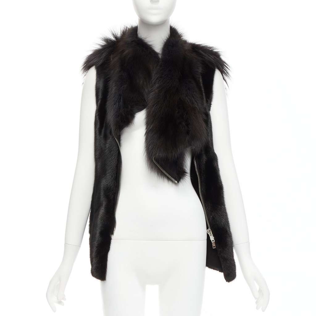 Rick Owens Black Mixed Fur Vest Black Fur Very good - Inside View