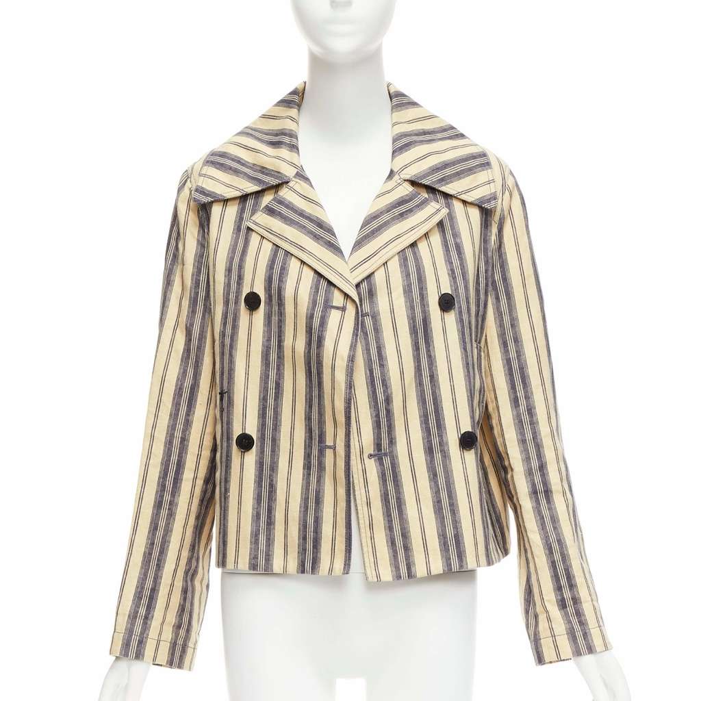 Dior Beige Striped Blazer Beige Linen Very good - Front View