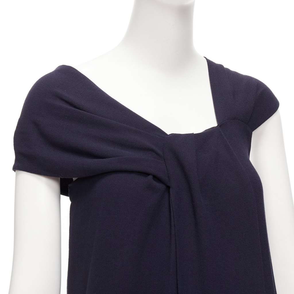 Fendi Pleated Collar Dress Navy Viscose Never worn - Back View