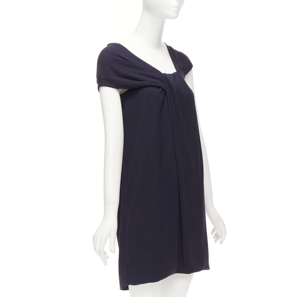 Fendi Pleated Collar Dress Navy Viscose Never worn - Inside View