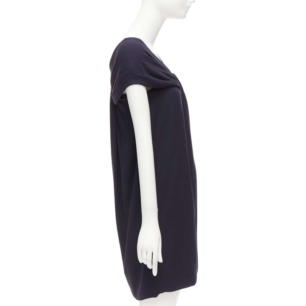 Fendi Pleated Collar Dress Navy Viscose Never worn - Model View