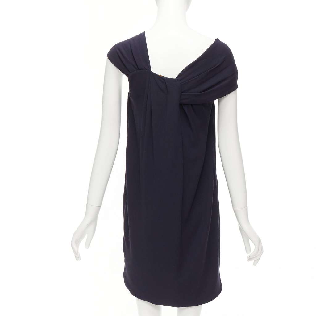 Fendi Pleated Collar Dress Navy Viscose Never worn - Box View