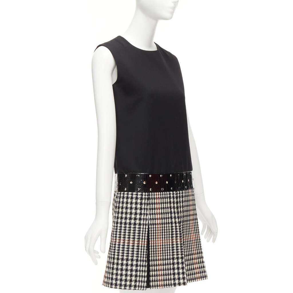 Yves Saint Laurent Houndstooth Fit Dress Black Wool Very good - Inside View