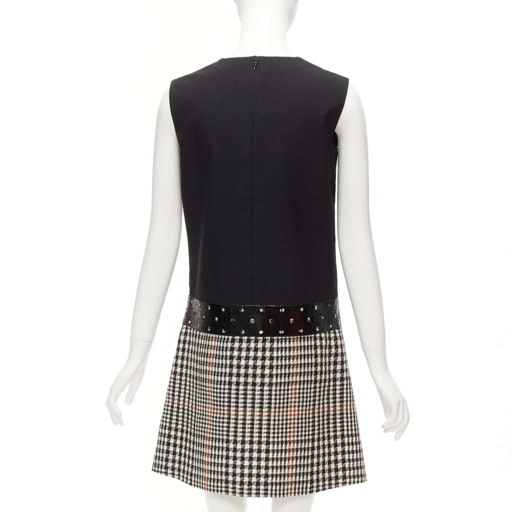 Yves Saint Laurent Houndstooth Fit Dress Black Wool Very good - Box View