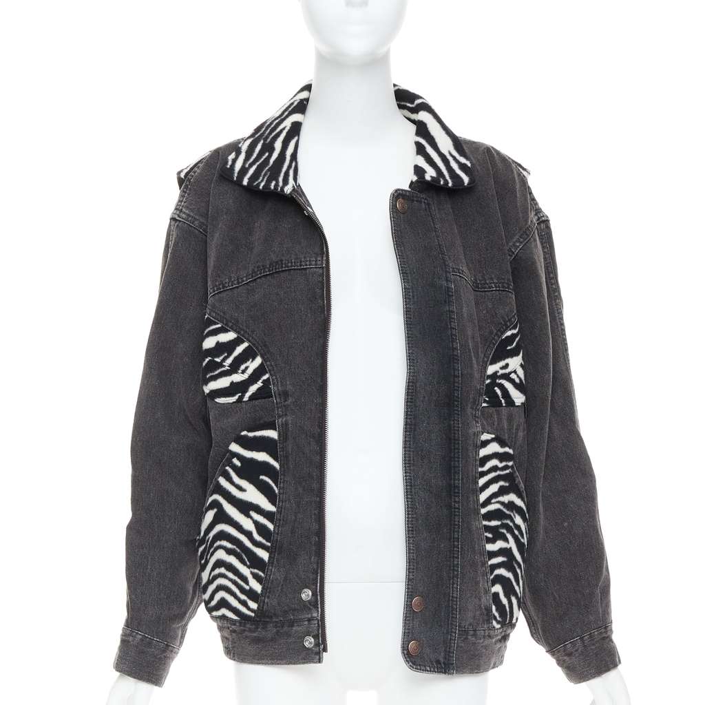 Celine Zebra Wool Patch Jacket Black Wool Never worn - Front View