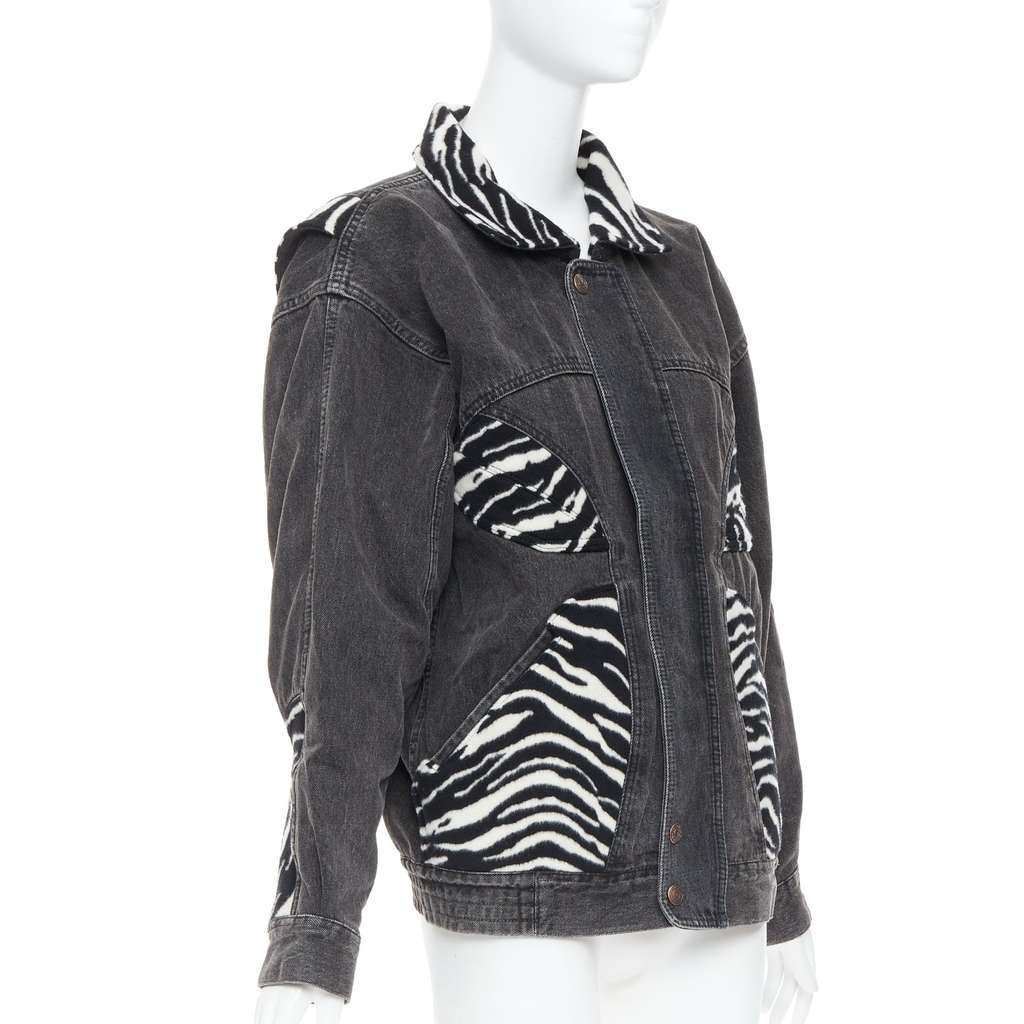 Celine Zebra Wool Patch Jacket Black Wool Never worn - Model View