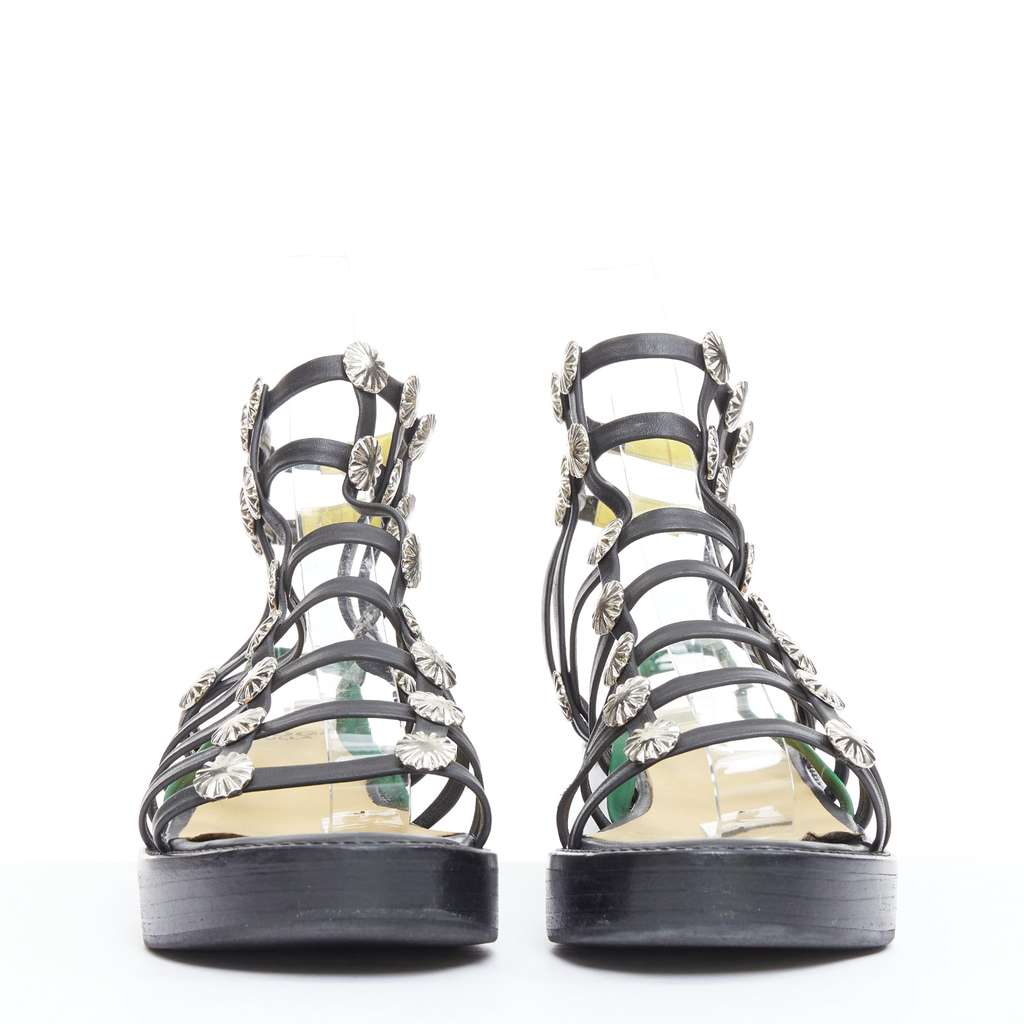 Toga Archives Caged Platform Sandals Black Leather Very good - Inside View