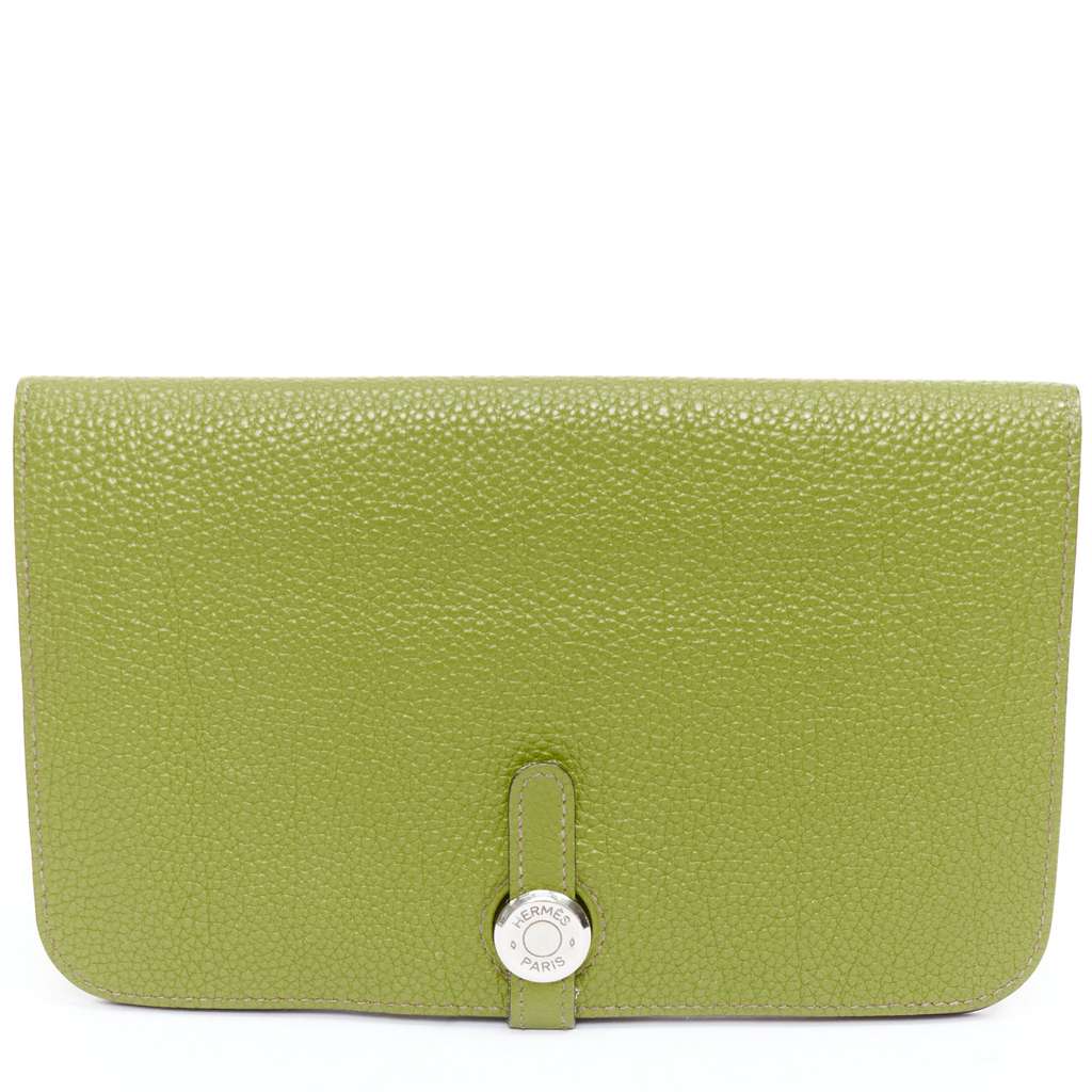 Hermès Dugon Duo Green Leather Good - Front View