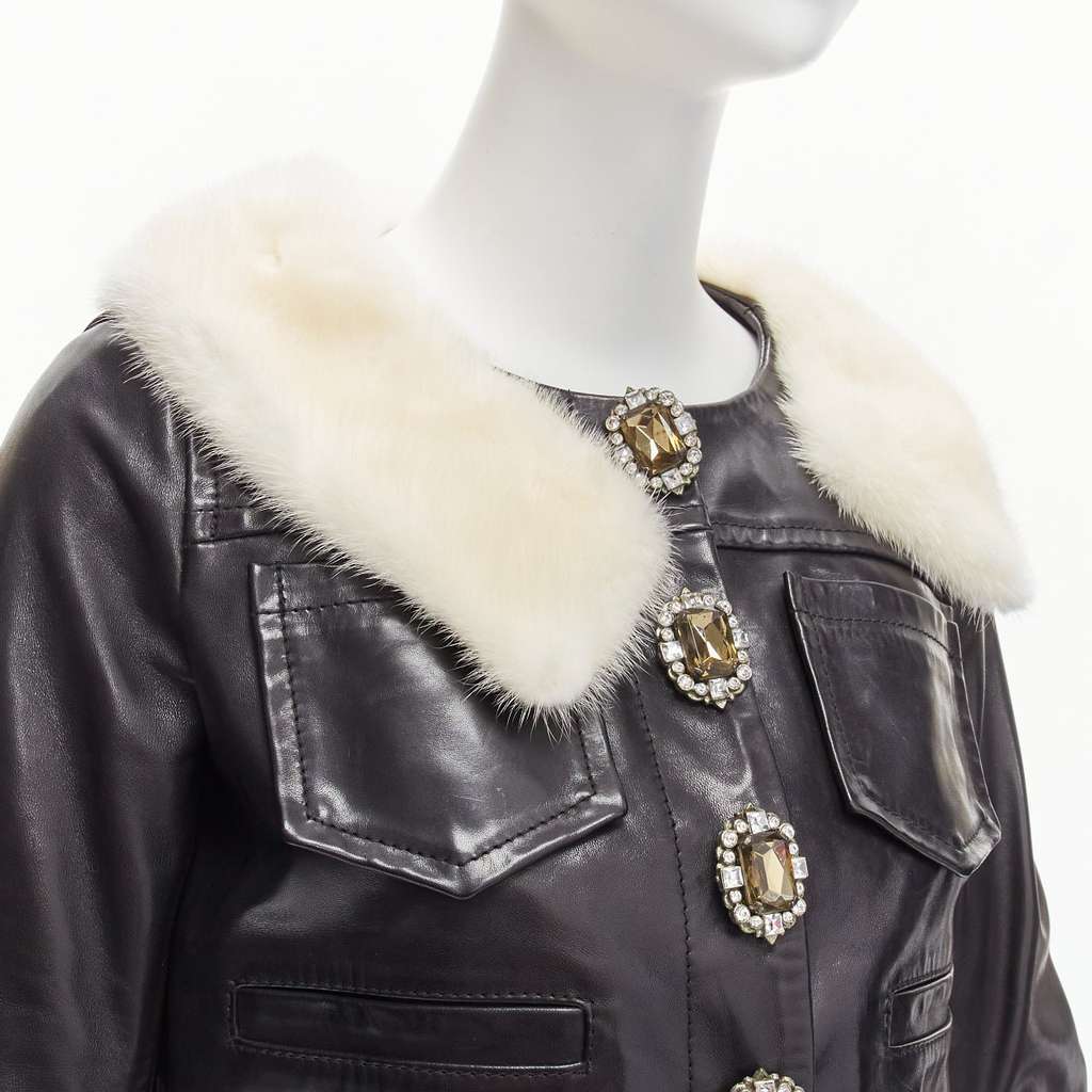 Dsquared2 Asymmetric Fur Jacket Black Leather Good - Back View
