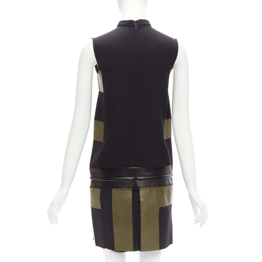 Celine Panel Gold Belt Dress Khaki Leather Fair condition - Box View