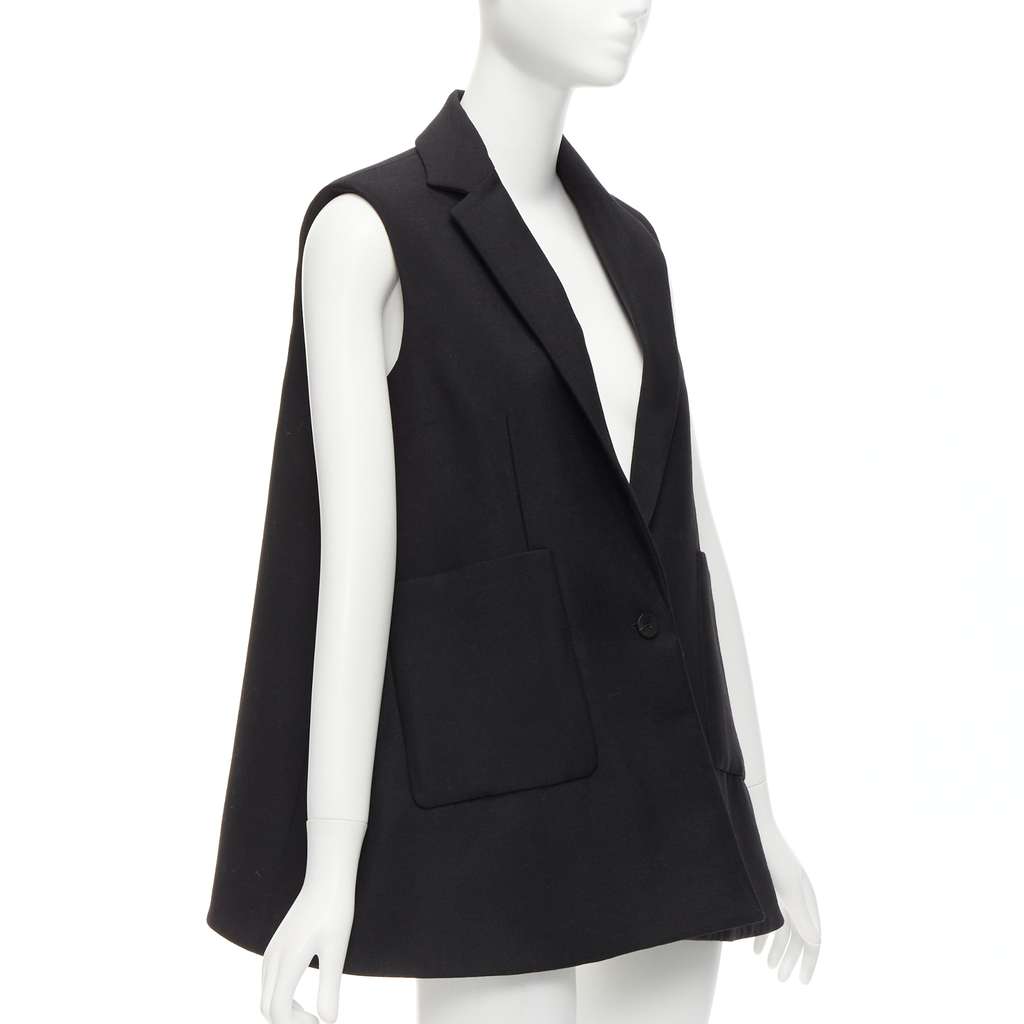 Balenciaga Black Bell Vest Blazer Black Wool Never worn - Front View