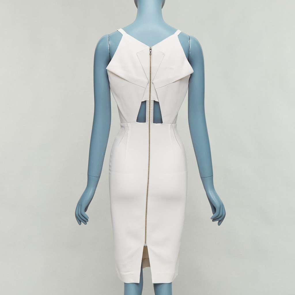 Roland Mouret Origami Pleat Dress Beige Good - Back View