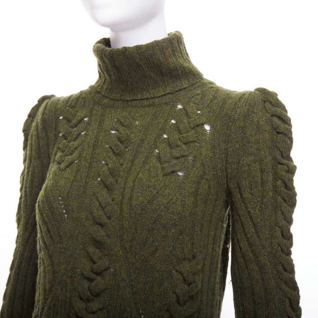 Celine Cable Knit Dress Green Wool Never worn - Back View