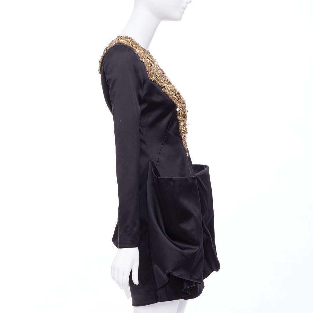 Alexander McQueen Bead Structural Dress Black Silk Very good - Model View