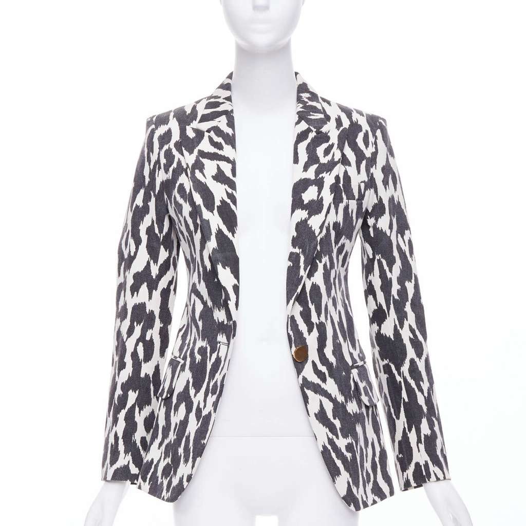 Celine Cream Animal Print Blazer Black Cotton Very good - Inside View
