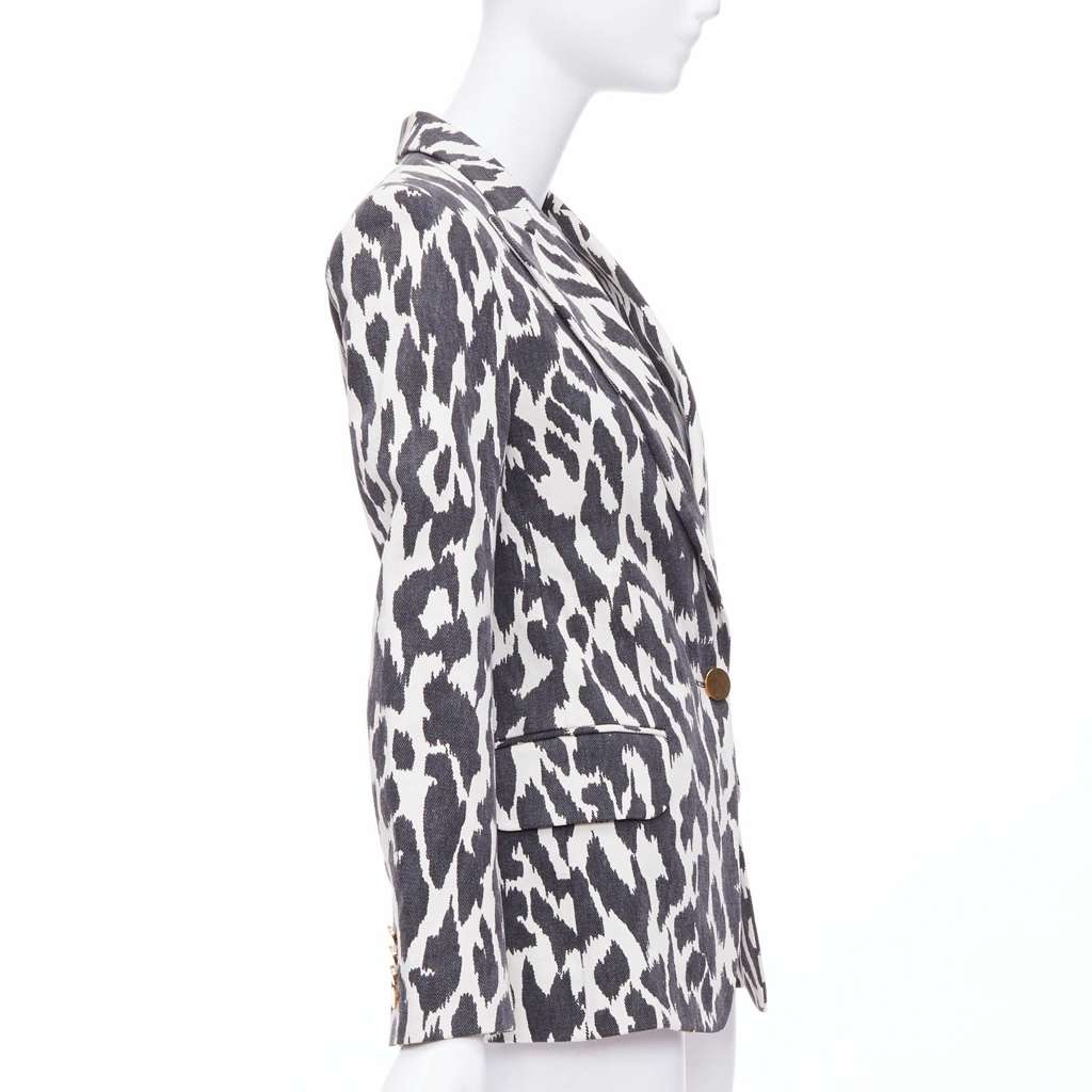 Celine Cream Animal Print Blazer Black Cotton Very good - Box View
