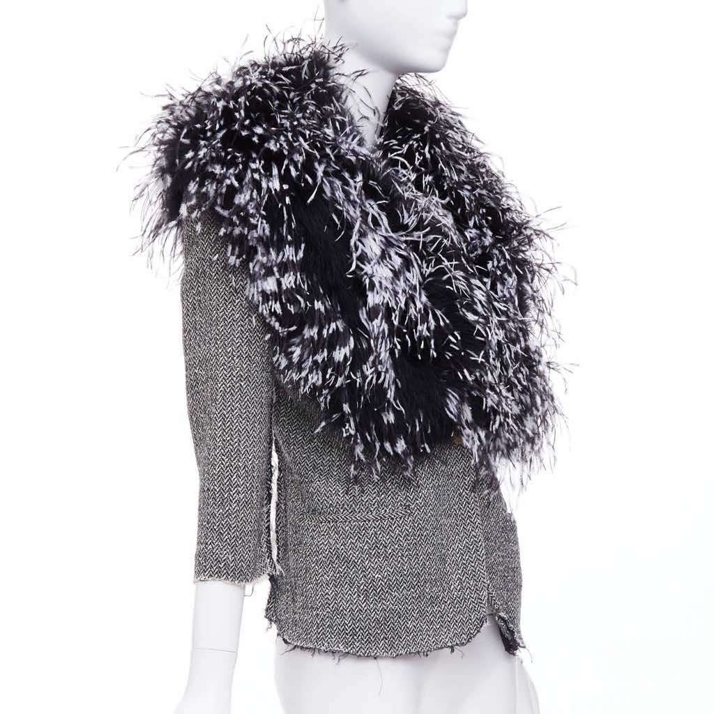 Libertine Black Feather Tweed Jacket Black Fur Very good condition - Inside View