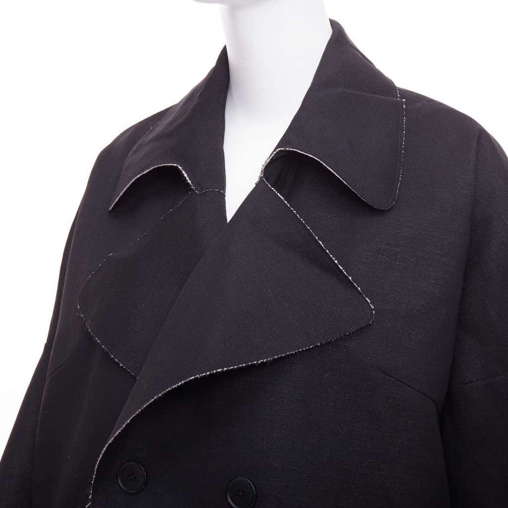 Marni Black Frayed Long Coat Black Wool Never worn - Back View