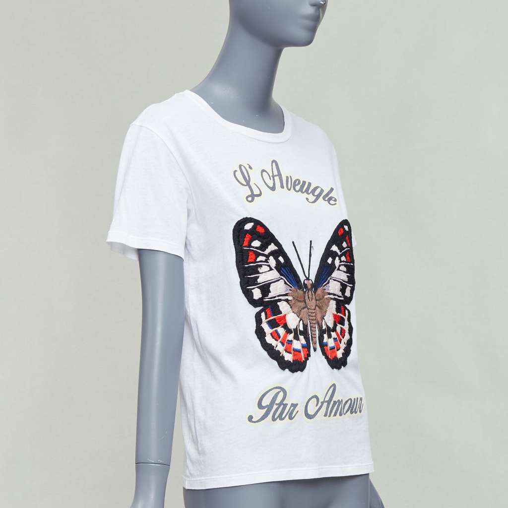 Gucci Butterfly Embroidered Tee White Cotton Never worn - Inside View