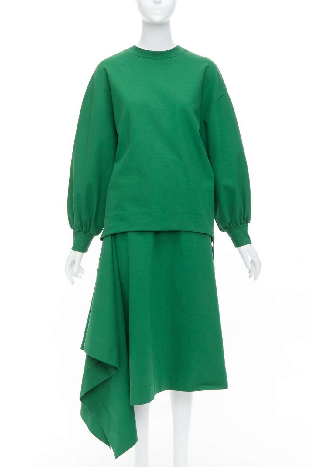 Hyke Pullover Skirt Set Green Cotton Very good - Front View
