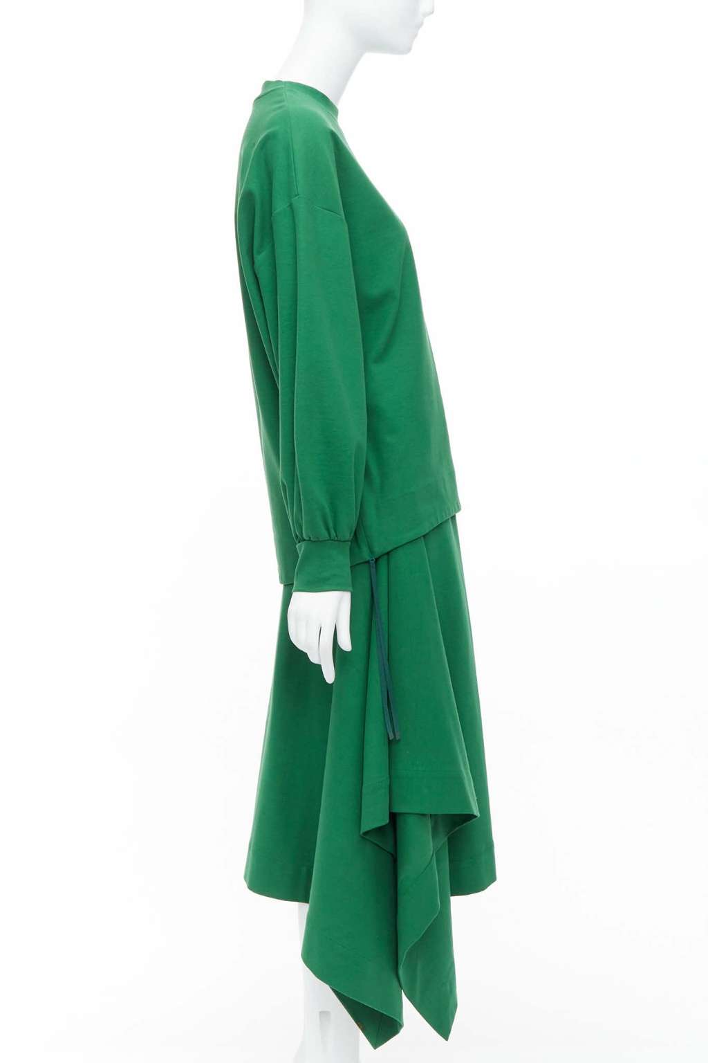 Hyke Pullover Skirt Set Green Cotton Very good - Inside View
