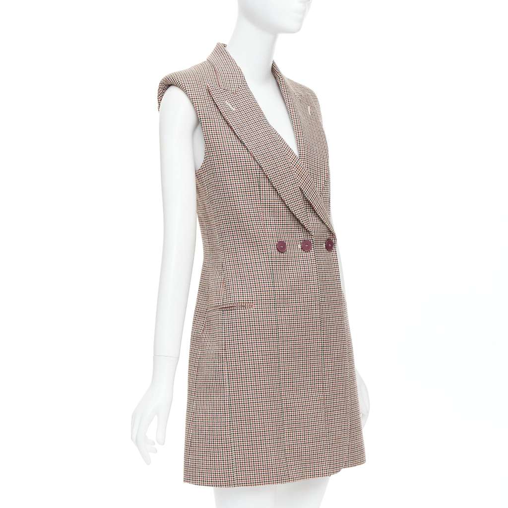 Stella McCartney Houndstooth Blazer Dress Burgundy Wool Very good - Model View