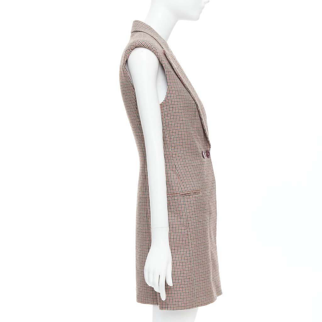 Stella McCartney Houndstooth Blazer Dress Burgundy Wool Very good - Box View