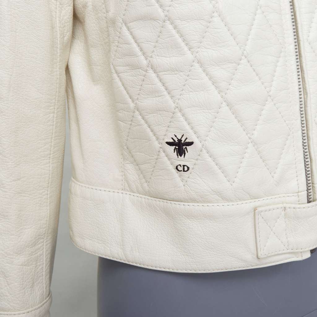 Dior Bee Quilted Jacket Ecru Leather Good - Back View