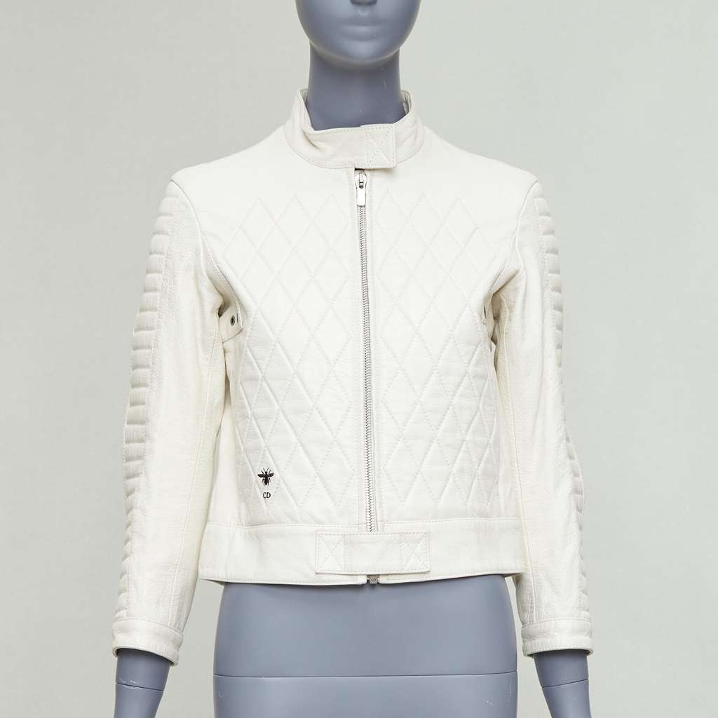 Dior Bee Quilted Jacket Ecru Leather Good - Inside View