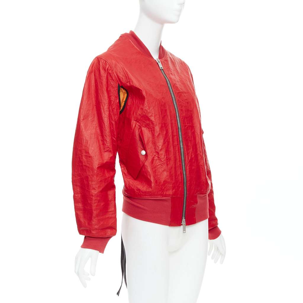 Unravel Project Orange Bomber Jacket Red Leather Never worn - Model View