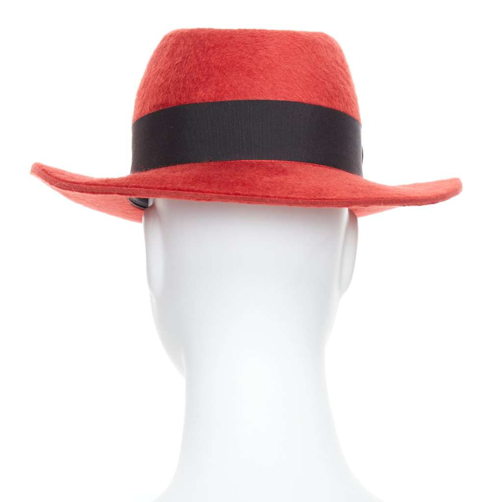 Saint Laurent Red Felt Fedora Red Wool Never worn - Box View