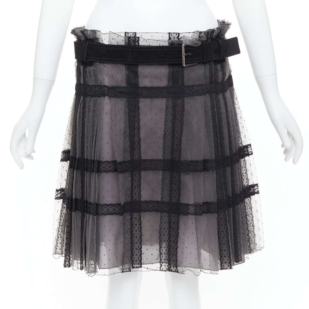 Dior Lace Belt Wrap Skirt Grey Good condition - Front View