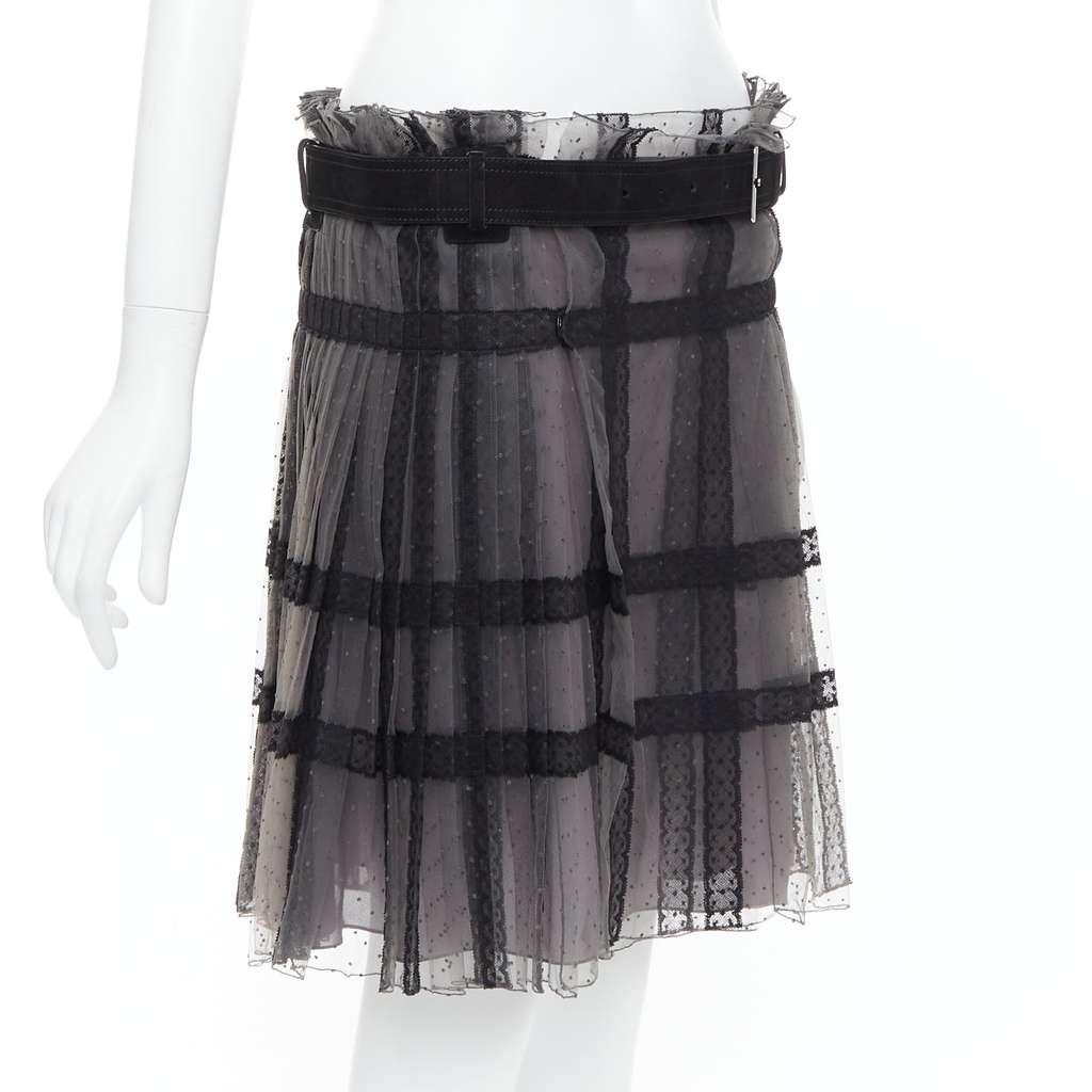 Dior Lace Belt Wrap Skirt Grey Good condition - Inside View