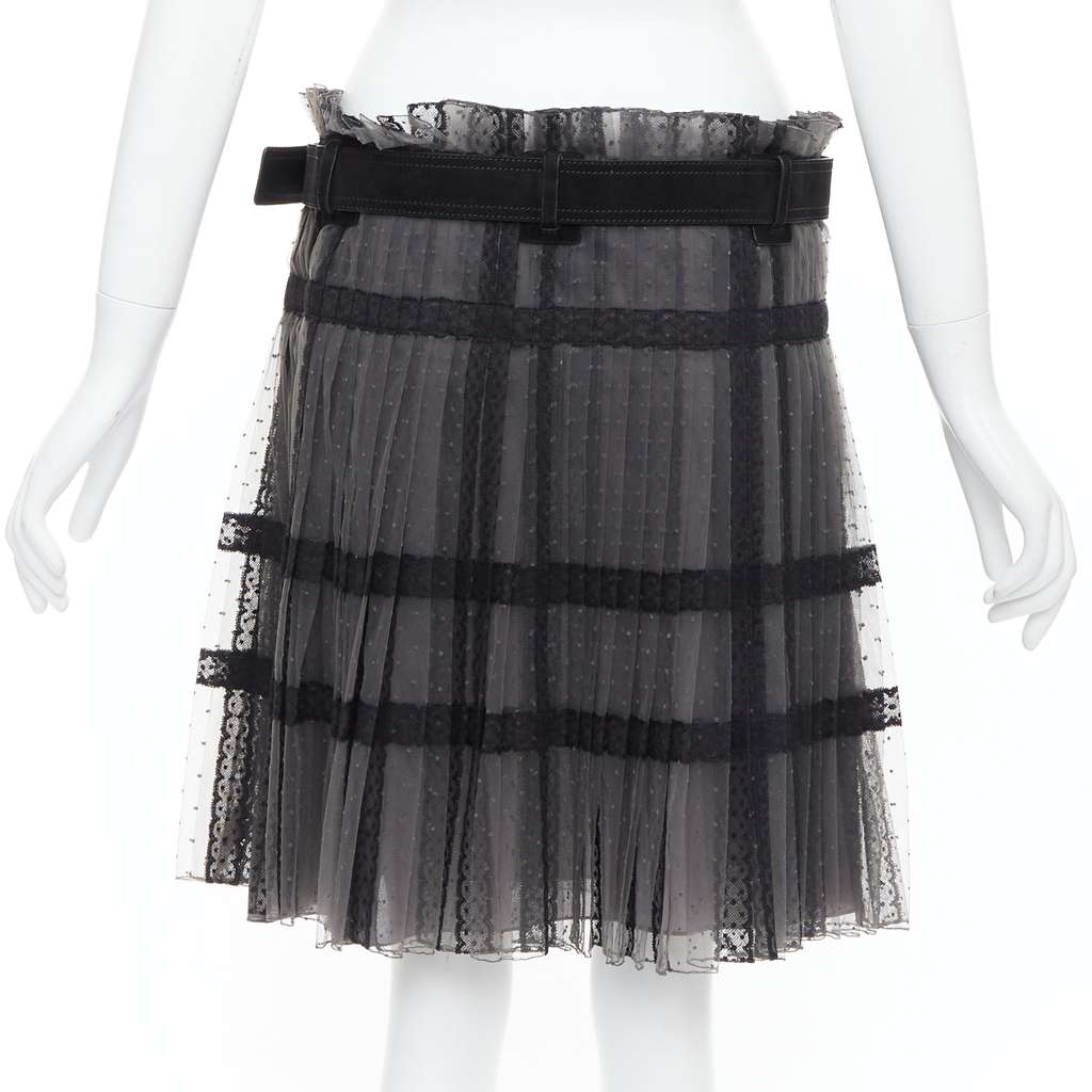 Dior Lace Belt Wrap Skirt Grey Good condition - Box View