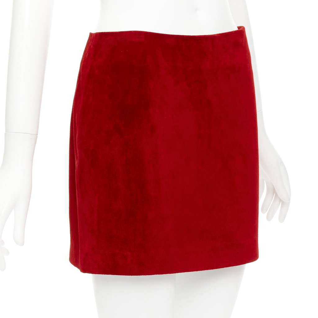 Saint Laurent Dart Suede Skirt Red Suede Good - Inside View