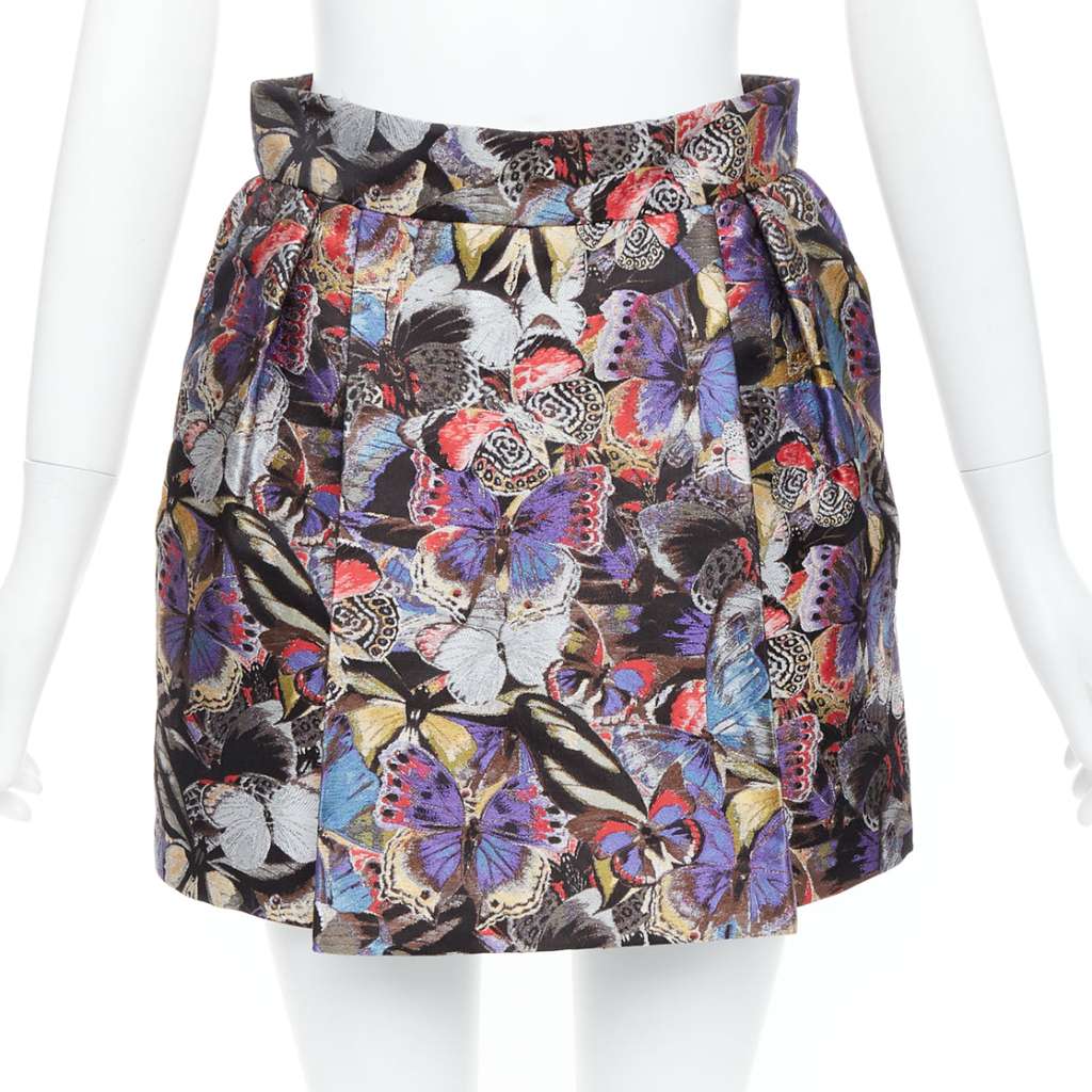 Valentino Garavani Butterfly Jacquard Skirt MultiColor Silk Very good - Front View
