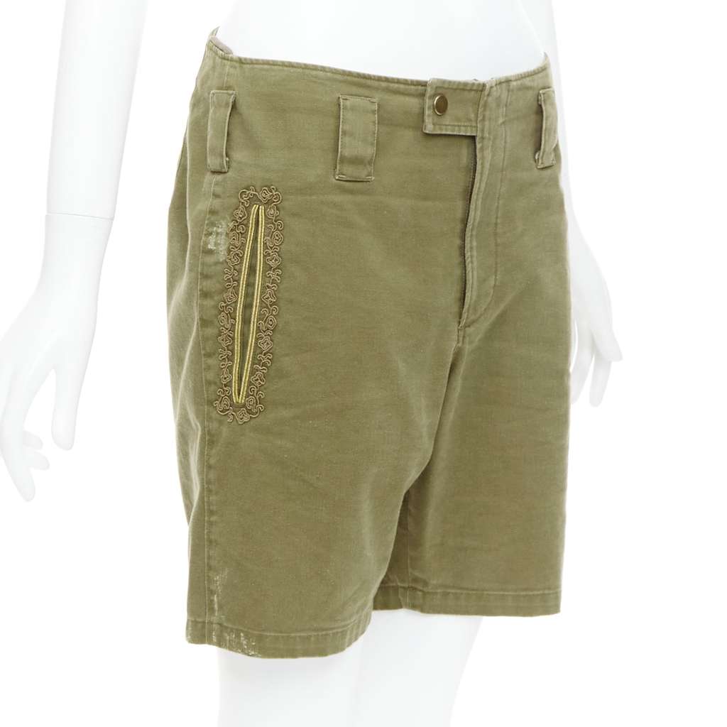 Saint Laurent Stud Kilt Shorts Green Cotton Good - Inside View