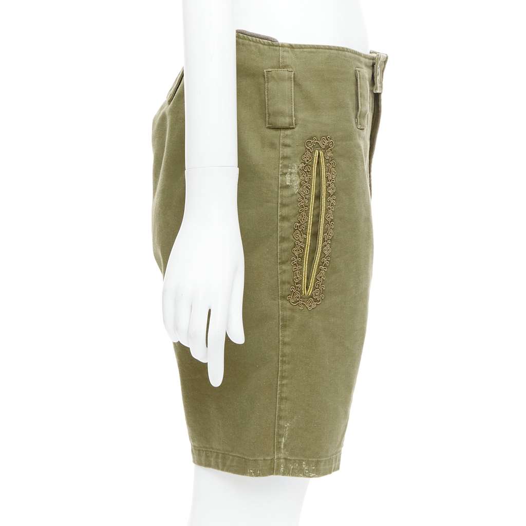 Saint Laurent Stud Kilt Shorts Green Cotton Good - Model View